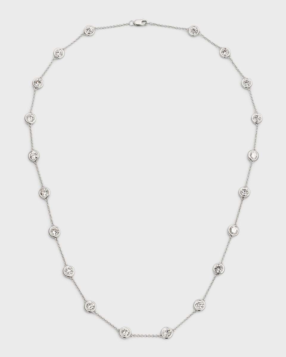18K White Gold Round Lab Grown Diamond By-the-Yard Necklace, 18"L, 6.0tcw